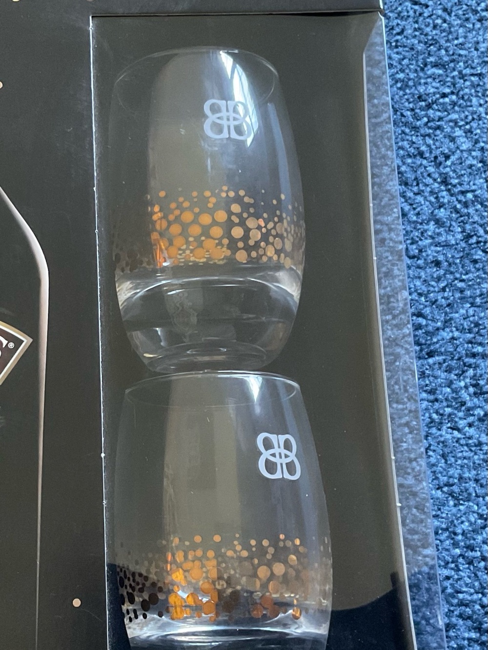 Baileys Glass Tumbler Set with confetti Gold Dot Accent